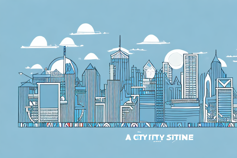 A city skyline with a large building featuring the ccnp logo