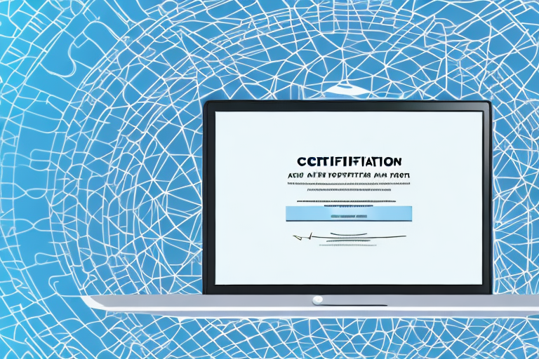 A laptop with a certificate and a ccnp logo on the screen