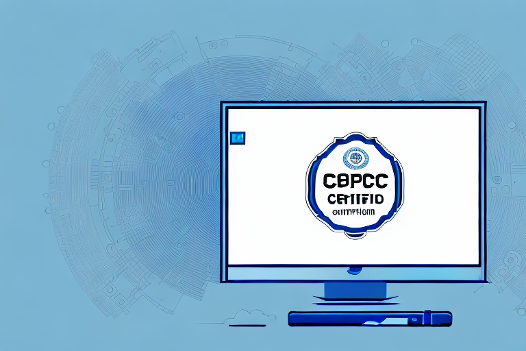 A computer with a ccnp certification badge on the screen