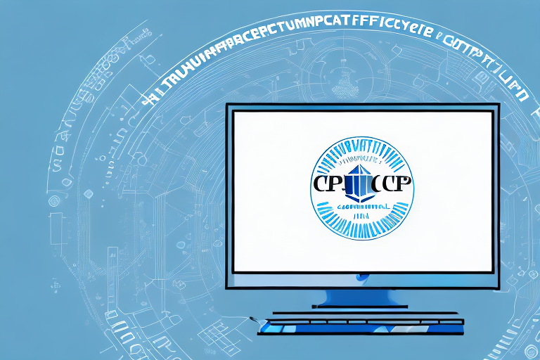A computer with a ccnp certification logo on the screen