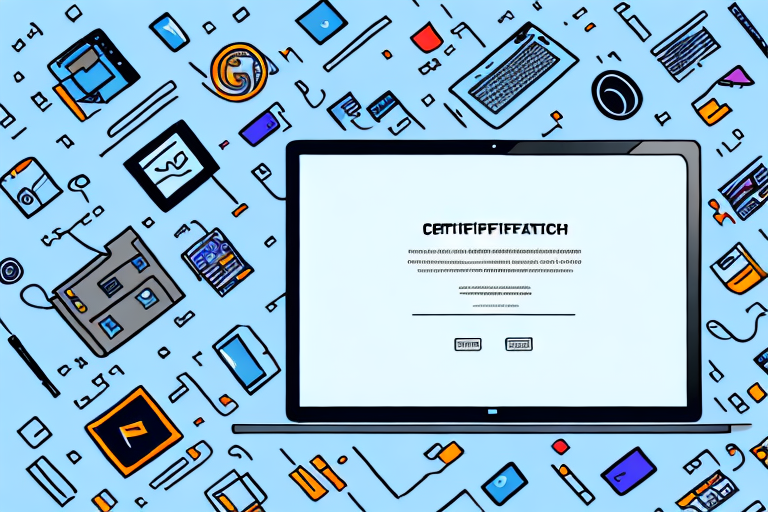 A laptop with a certificate on the screen